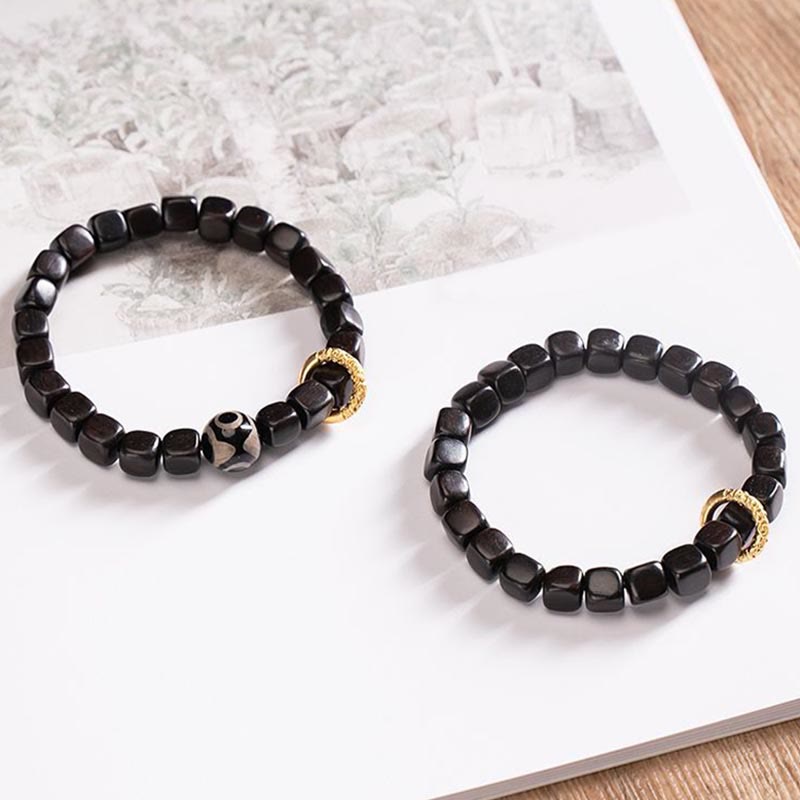 KarmaRipple's Tibetan Ebony Wood Dzi Bead Balance Calm Bracelet p3