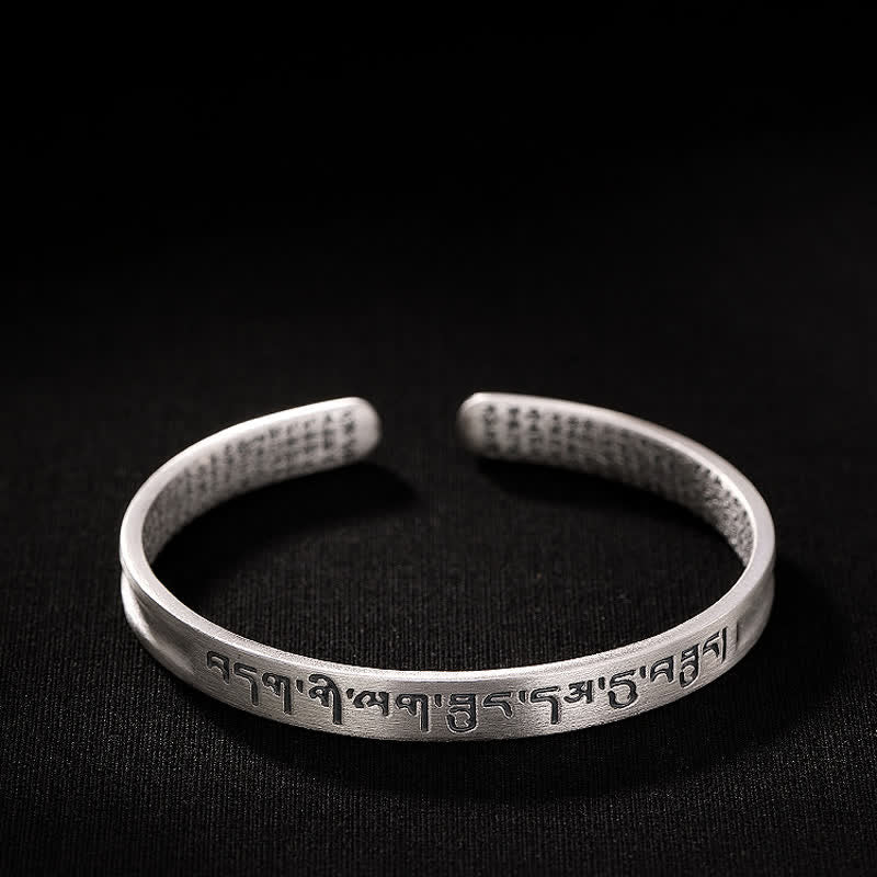 KarmaRipple's 999 Sterling Silver Six True Words Heart Sutra Protection Bracelet Bangle p6