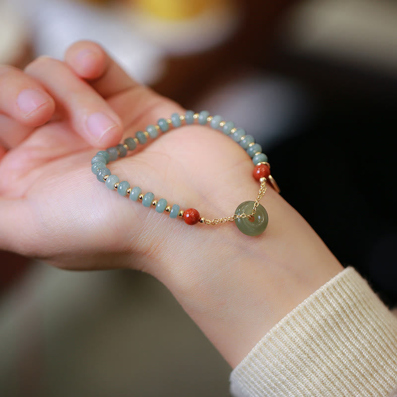 KarmaRipple's Authentic Hetian Jade Red Agate Peace Buckle Fortunate Fortune Bracelet p4