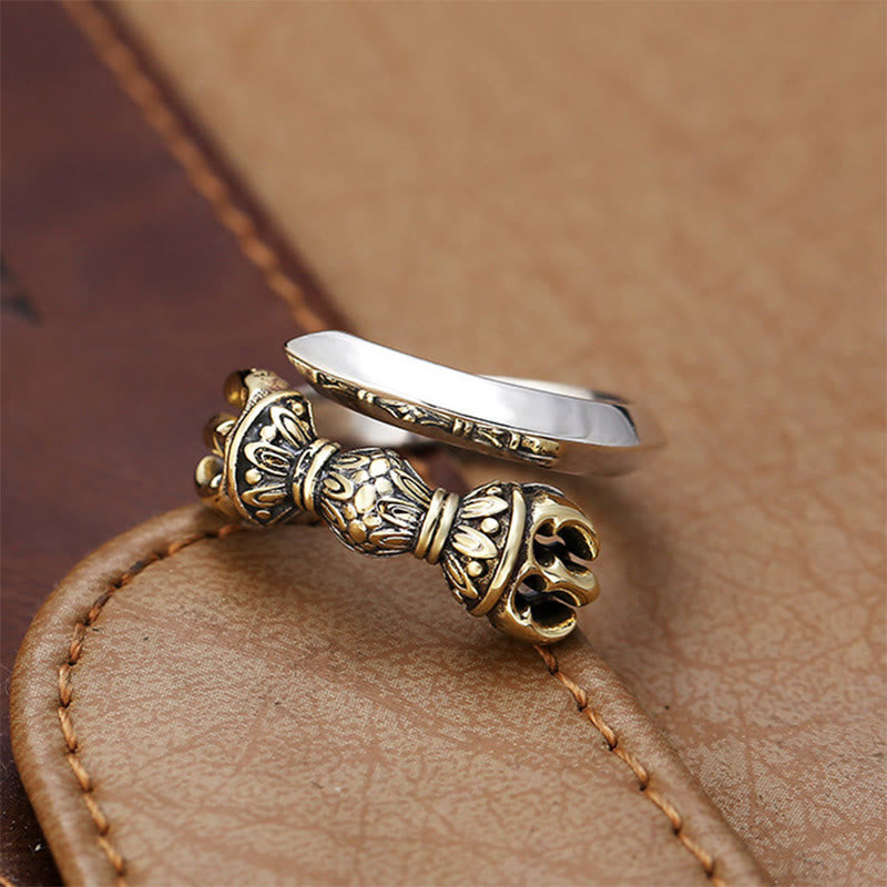 KarmaRipple's Tibetan Dorje Vajra Engraved Design Bronze Fortune Wealth Adjustable Ring p2