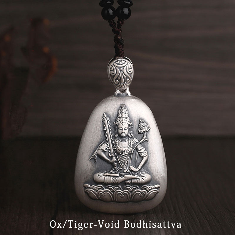 KarmaRipple's 999 Sterling Silver Chinese Zodiac Natal Buddha Heart Sutra Engraved Protection Pendant Necklace p35