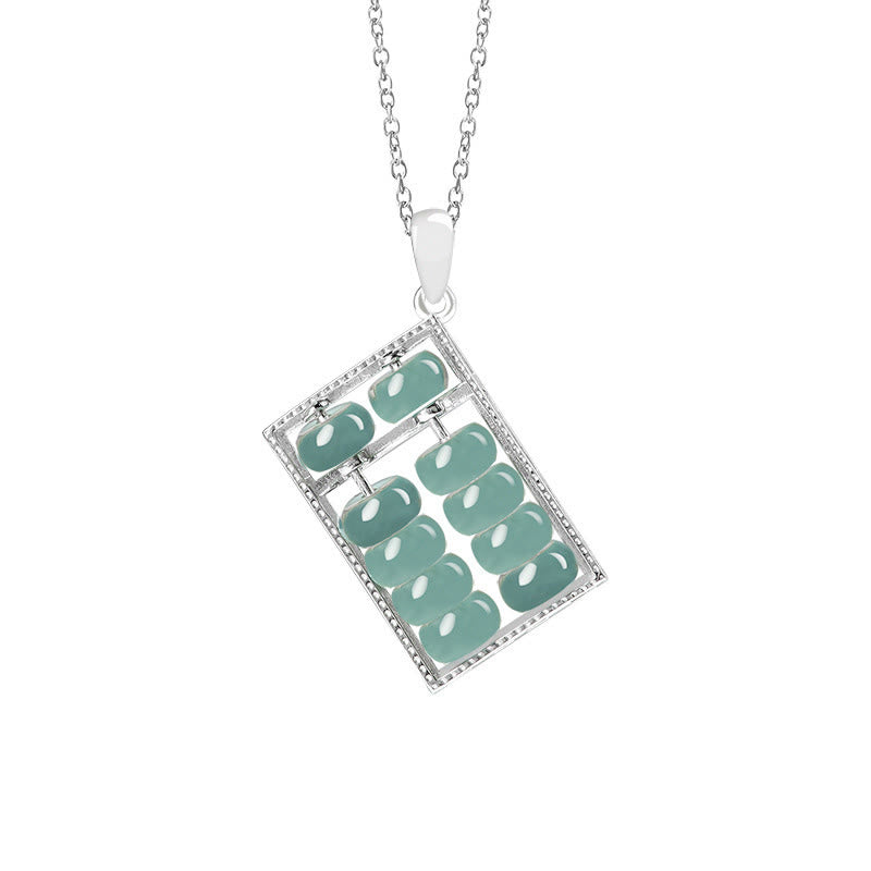 KarmaRipple's 925 Sterling Silver Authentic Jade Abacus Pattern Abundance Pendant Necklace p15