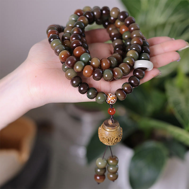 KarmaRipple's 108 Mala Beadwork Dunhuang Color Bodhi Seed Dzi Bead Keep Away Evil Spirits Bracelet p11