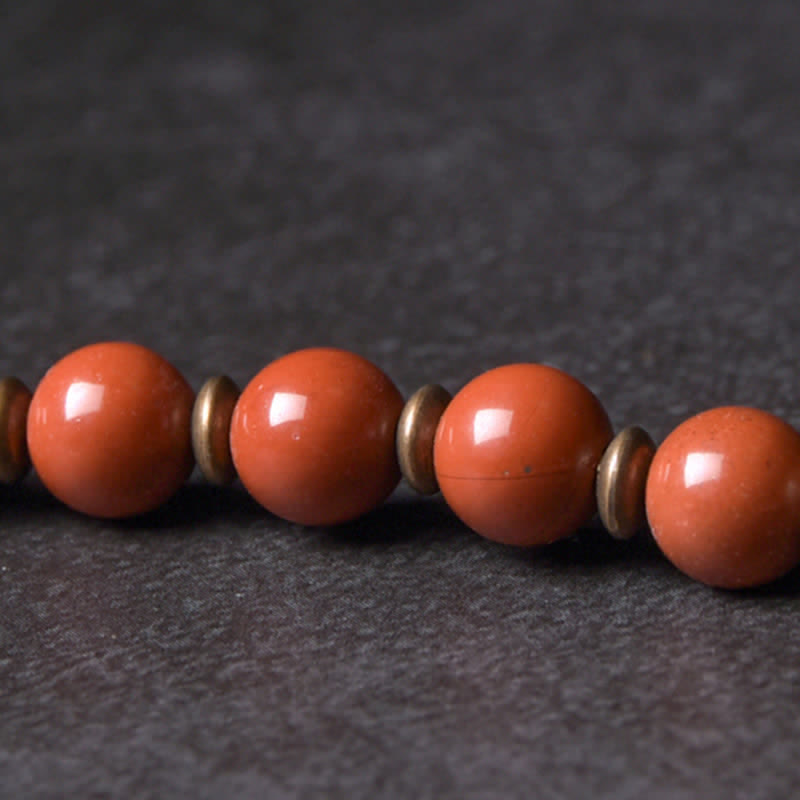 KarmaRipple's Red Jasper Moss Agate Black Obsidian Gemstone Bronze Peace Pair Bracelet p18