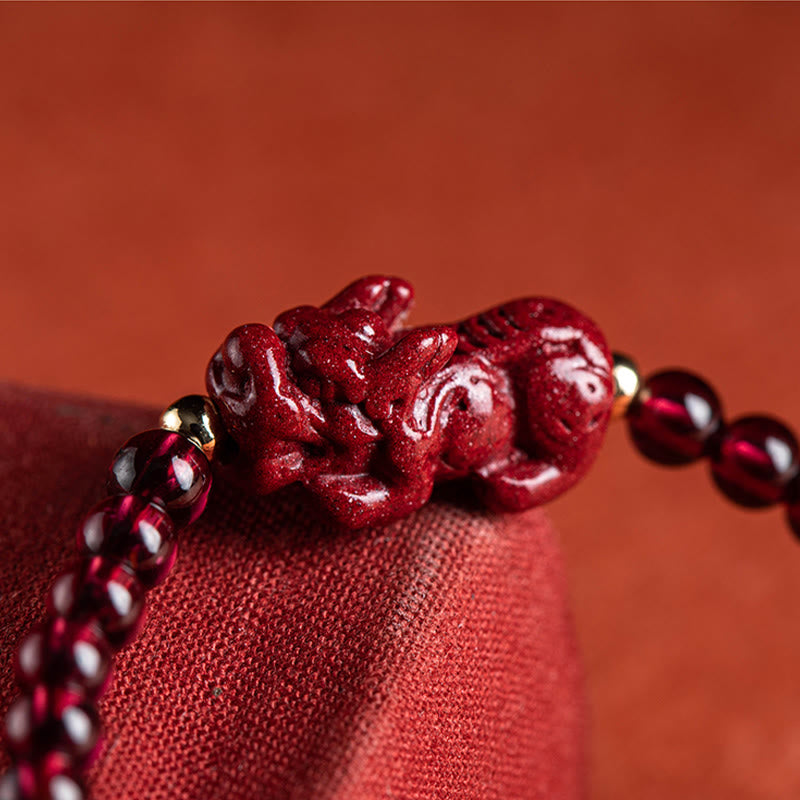 KarmaRipple's Garnet Cinnabar PiXiu Blessing Calm String Bracelet p7