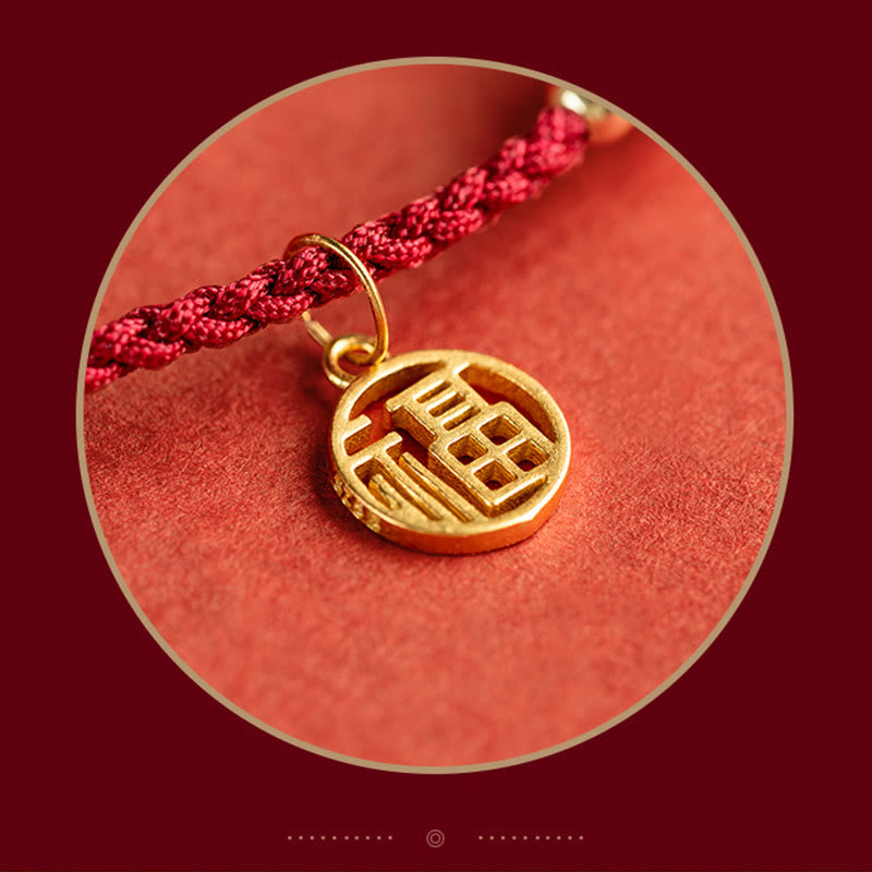 KarmaRipple's 925 Sterling Silver Good Fortune Fu Character Agate Pearl Red String Braid Bracelet p15