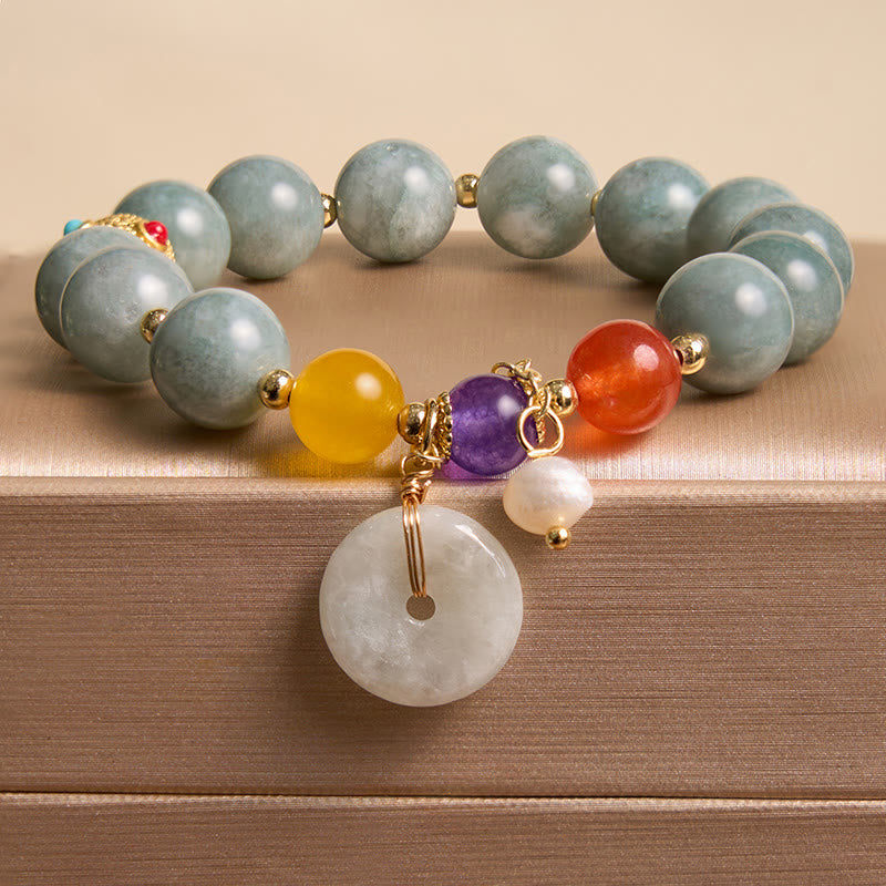 KarmaRipple's Jade Red Agate Peace Buckle Talisman Confidence Bracelet p27