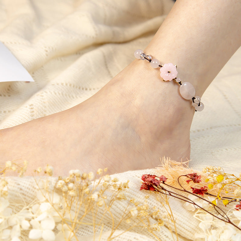KarmaRipple's The Flower of Love Pink Gemstone Soothing Anklet p4