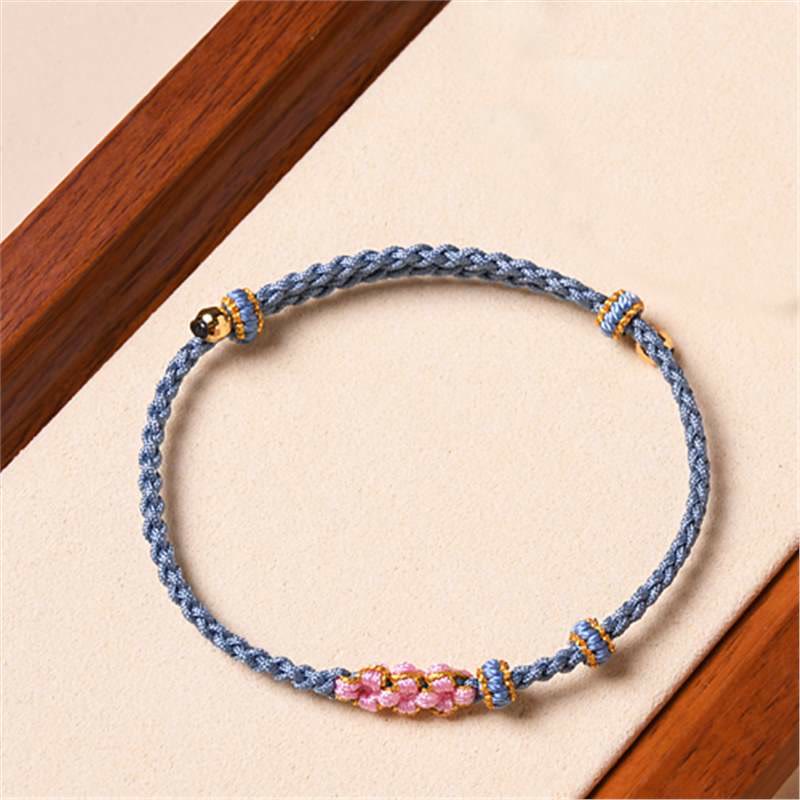 KarmaRipple's Handmade Peach Blossom Protection Woven Rope Bracelet p6