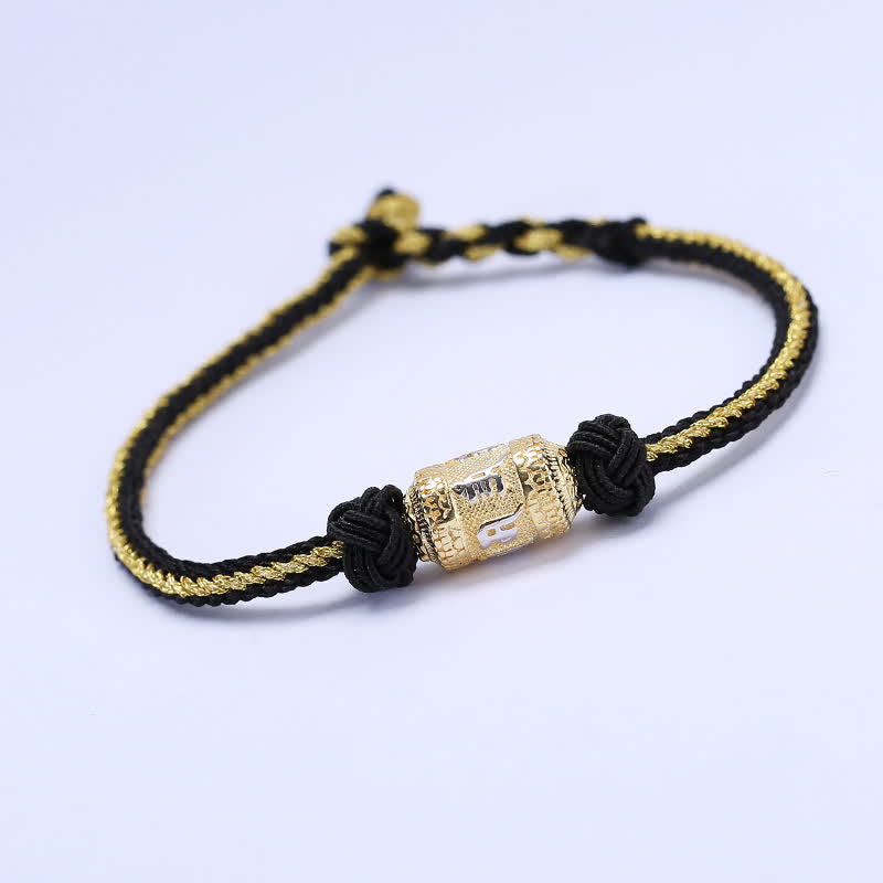 KarmaRipple's 925 Sterling Silver Om Mani Padme Hum Prayer Wheel Fortune Strength Red String Bracelet p25