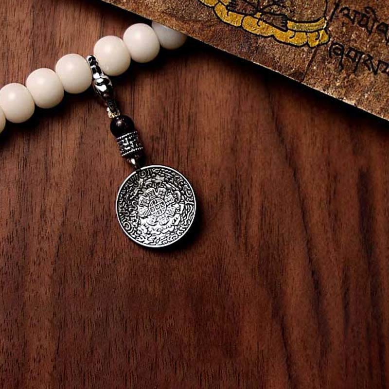 KarmaRipple's Tibet 108 Mala Beadwork Bodhi Seed Bagua Vajra Dzi Bead Gray Agate Wealth Bracelet p6