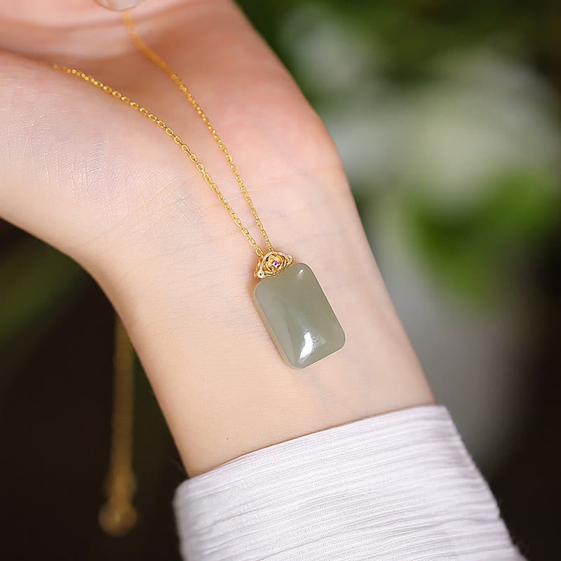 KarmaRipple's 925 Sterling Silver Authentic Hetian Jade Cyan Jade Fortune Laughing Buddha Butterfly Pendant Necklace p73