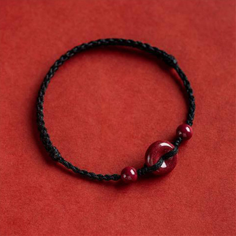 KarmaRipple's Handmade Cinnabar Peace Buckle Safe and Healthy Talisman Blessing String Bracelet Anklet p6