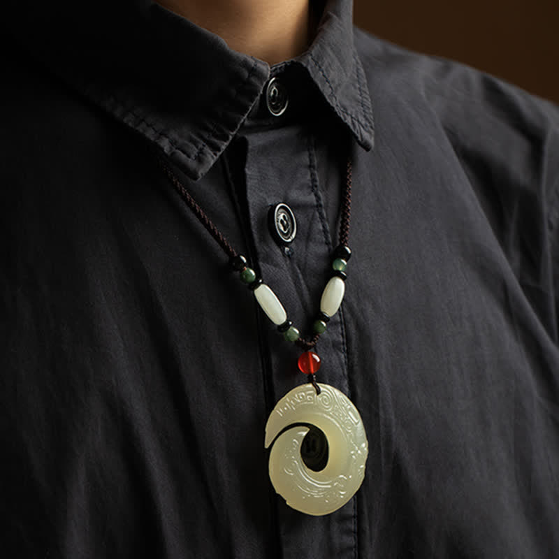 KarmaRipple's Peace Buckle Jade Small Leaf Red Sandalwood Cinnabar Agate Fortune Pendant Necklace p11