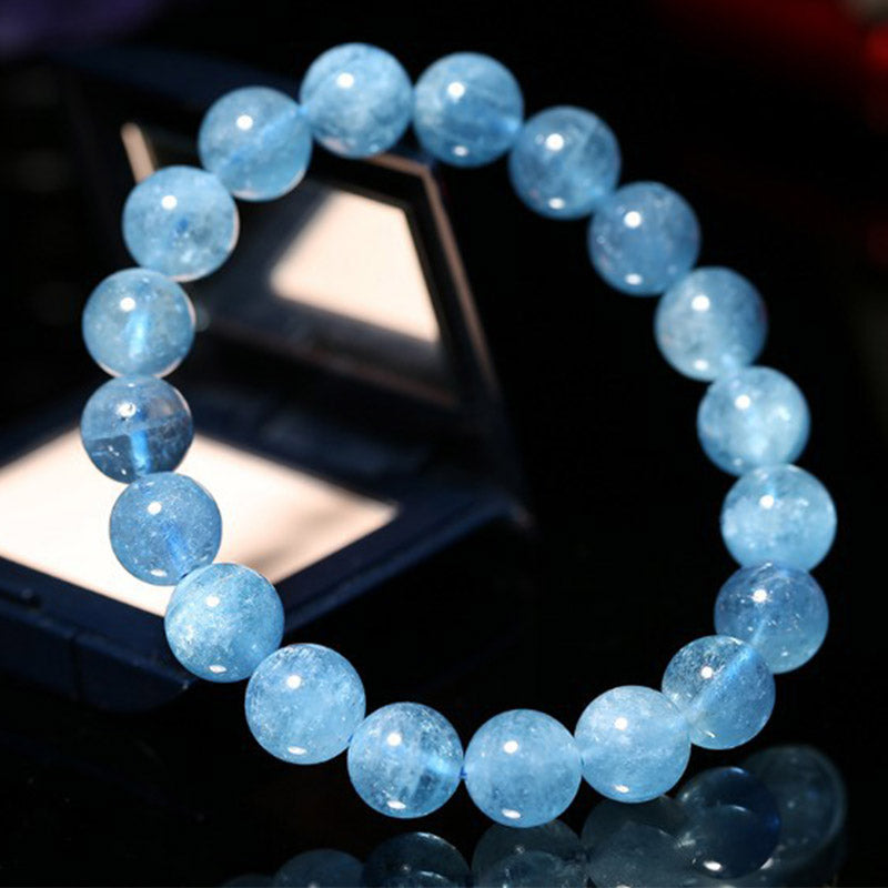 KarmaRipple's Buddhastoneshop Aquamarine Beadwork Peace Balancing Bracelet p2