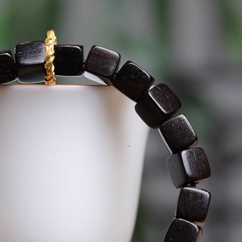 KarmaRipple's Tibetan Ebony Wood Square Beadwork Peace Calm Bracelet p4