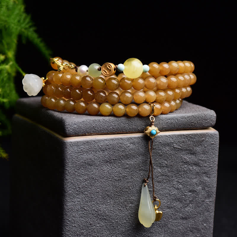 KarmaRipple's Authentic Hetian Topaz Amber Lotus Ivory Jade Pearl Success Bracelet p3