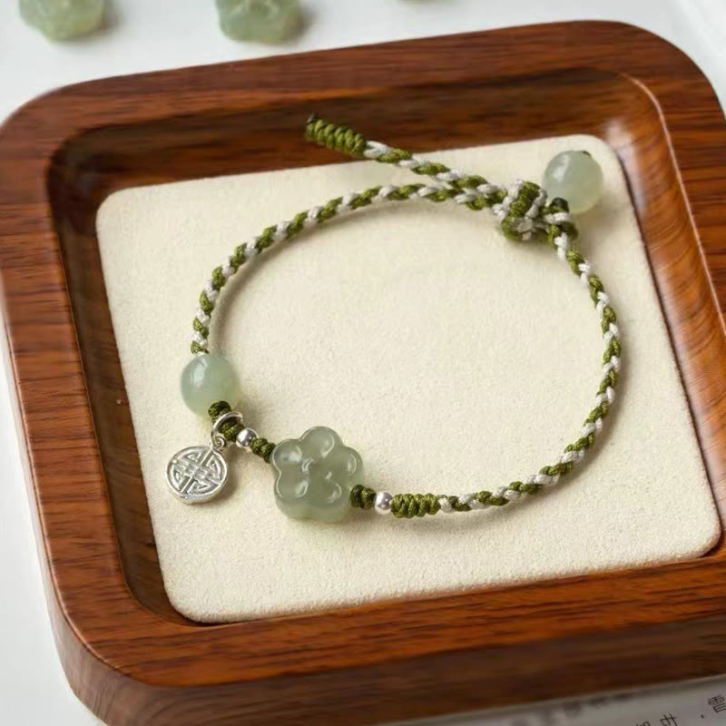 KarmaRipple's Handmade Plum Blossom Flower Jade Fortune Prosperity Woven Bracelet p6