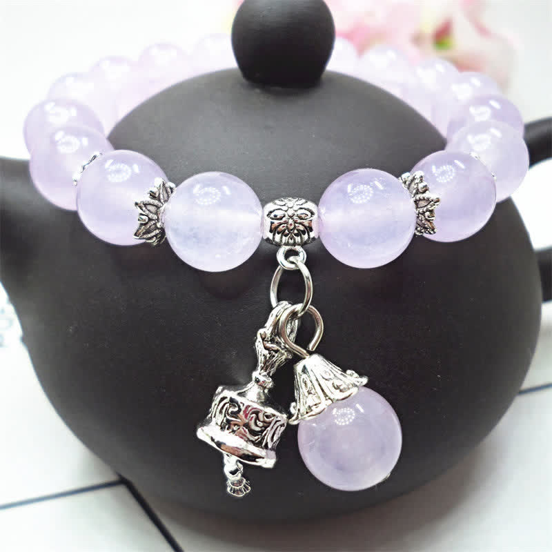 KarmaRipple's Vintage Gemstone Chalcedony Stone Energy Beaded Bell Talisman Bracelet p6