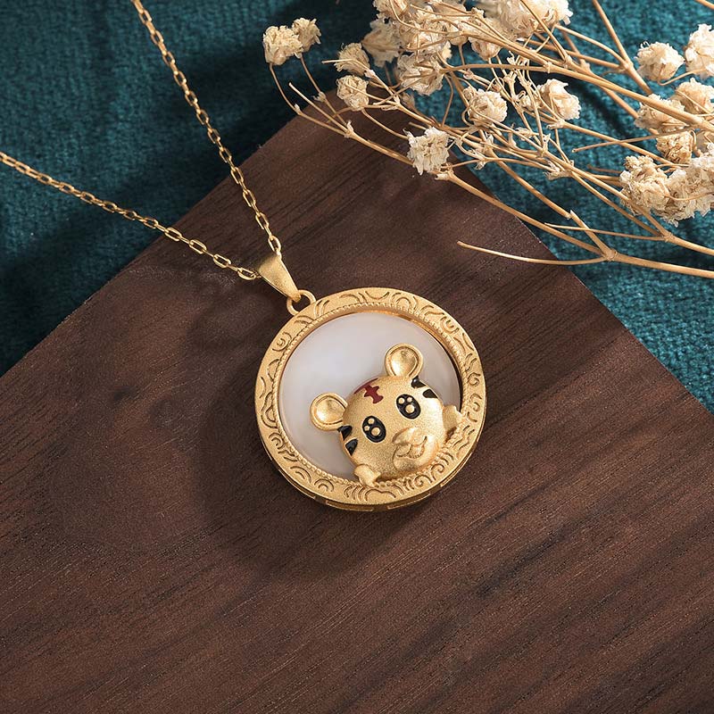 KarmaRipple's Ivory Jade Year of the Tiger Blessing Pendant p2