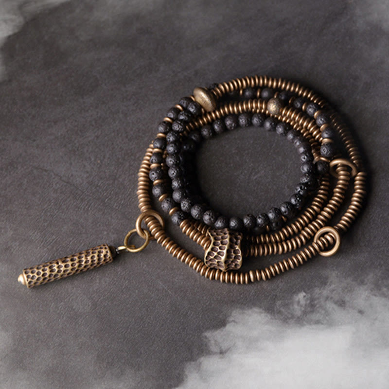 KarmaRipple's Vintage Lava Rock Bronze Balancing Multilayered Bracelet p1