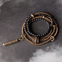 KarmaRipple's Vintage Lava Rock Bronze Balancing Multilayered Bracelet