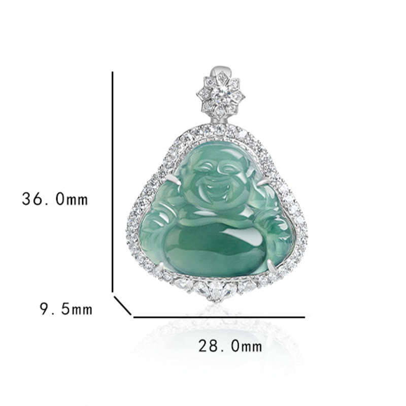 KarmaRipple's 925 Sterling Silver Laughing Buddha Authentic Jade Fortune Abundance Chain Pendant Necklace p9