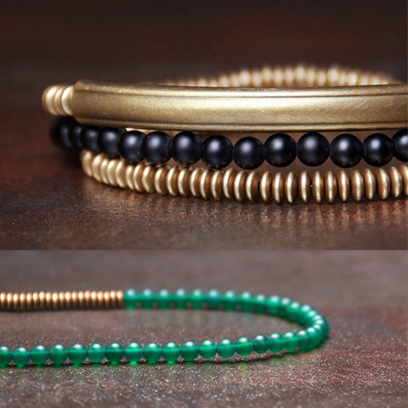 KarmaRipple's Tibetan Various Agate Stone Bronze Protection Triple Wrap Bracelet p8