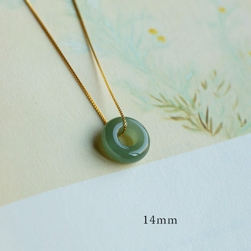 KarmaRipple's Authentic Round Jade Peace Buckle Fortune Abundance Pendant Necklace p30