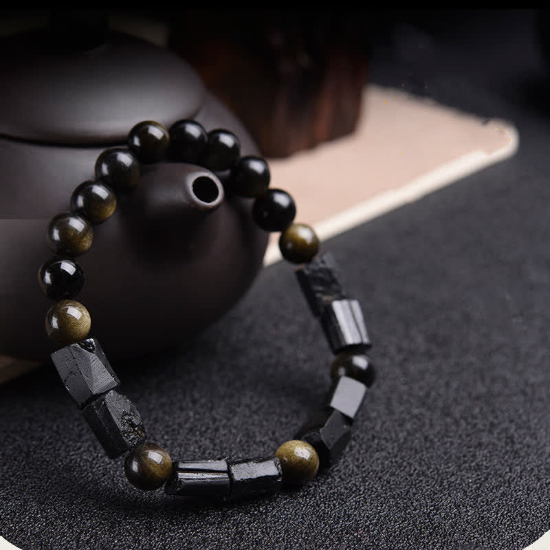 KarmaRipple's Gold Sheen Obsidian Black Tourmaline Wealth Bracelet p8