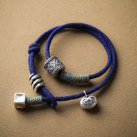 KarmaRipple's Handmade Tibetan Om Mani Padme Hum Carved Auspicious Amulet Double Wrap Rope Bracelet