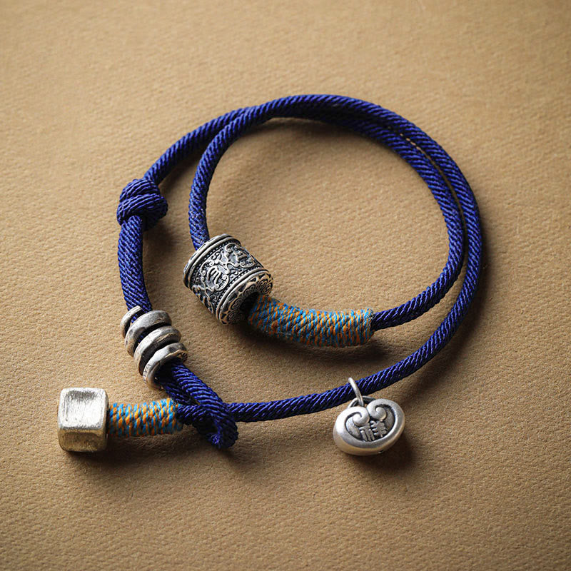 KarmaRipple's Handmade Tibetan Om Mani Padme Hum Carved Auspicious Amulet Double Wrap Rope Bracelet p11