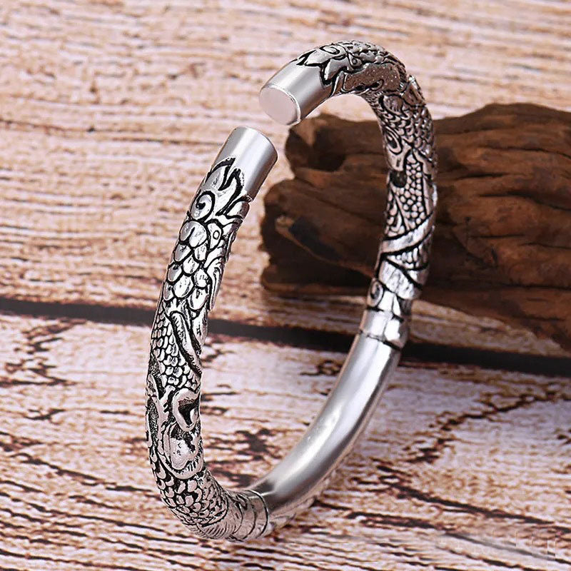 KarmaRipple's Dragon Auspicious Clouds Fortune Protection Bracelet Adjustable Bangle p5