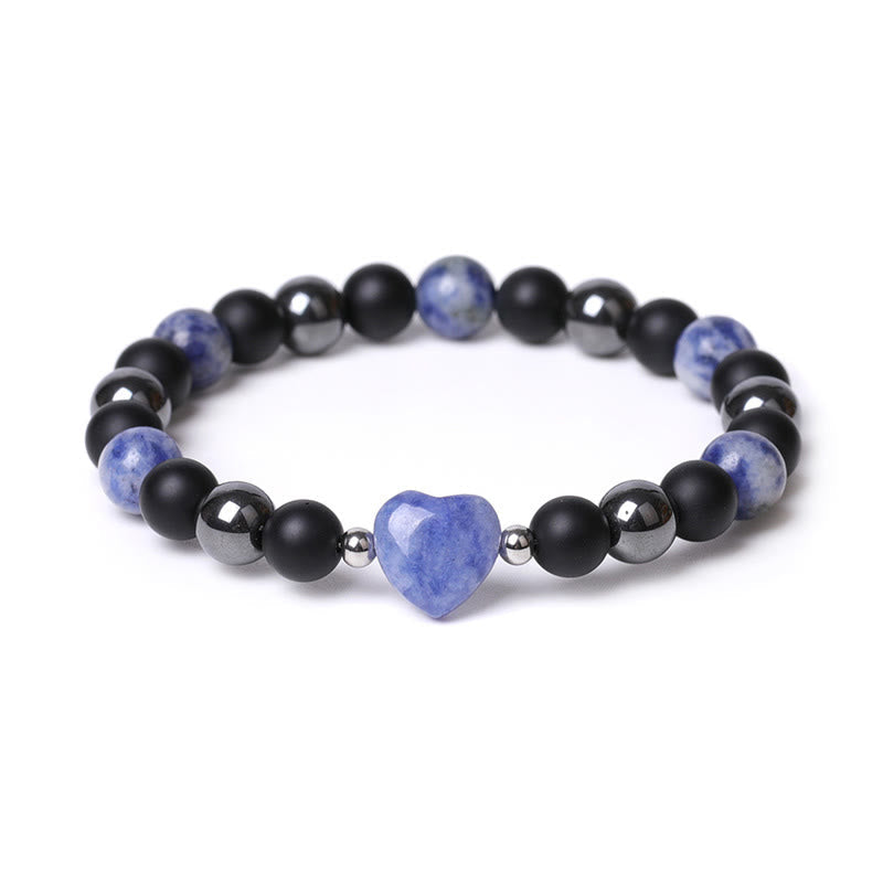KarmaRipple's Black Onyx Tiger Eye Stone Gemstone Love Heart Protection Bracelet p22