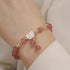 Strawberry Quartz Tridacna Stone Cat(Wrist Circumference 12-14cm)