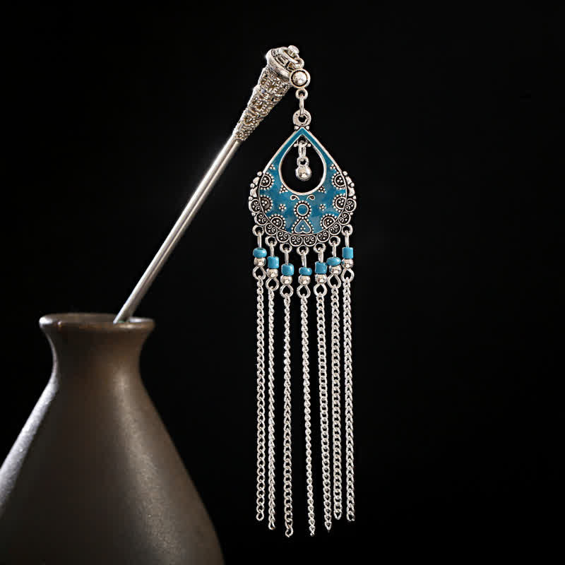 KarmaRipple's Water Drop Lily of the Valley Flowers Tassels Confidence Hairpin p64