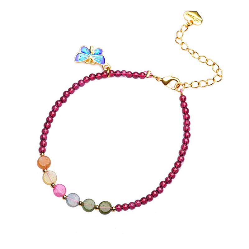 KarmaRipple's Garnet Tourmaline Butterfly Protection Bracelet Anklet p11