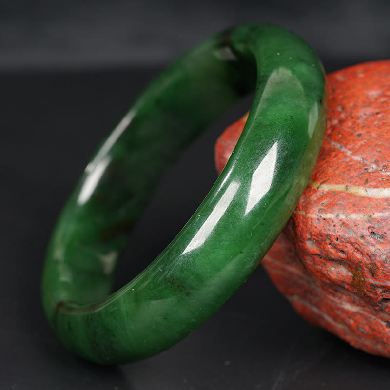 KarmaRipple's Authentic Hetian Cyan Jade Happiness Success Bracelet Bangle p6