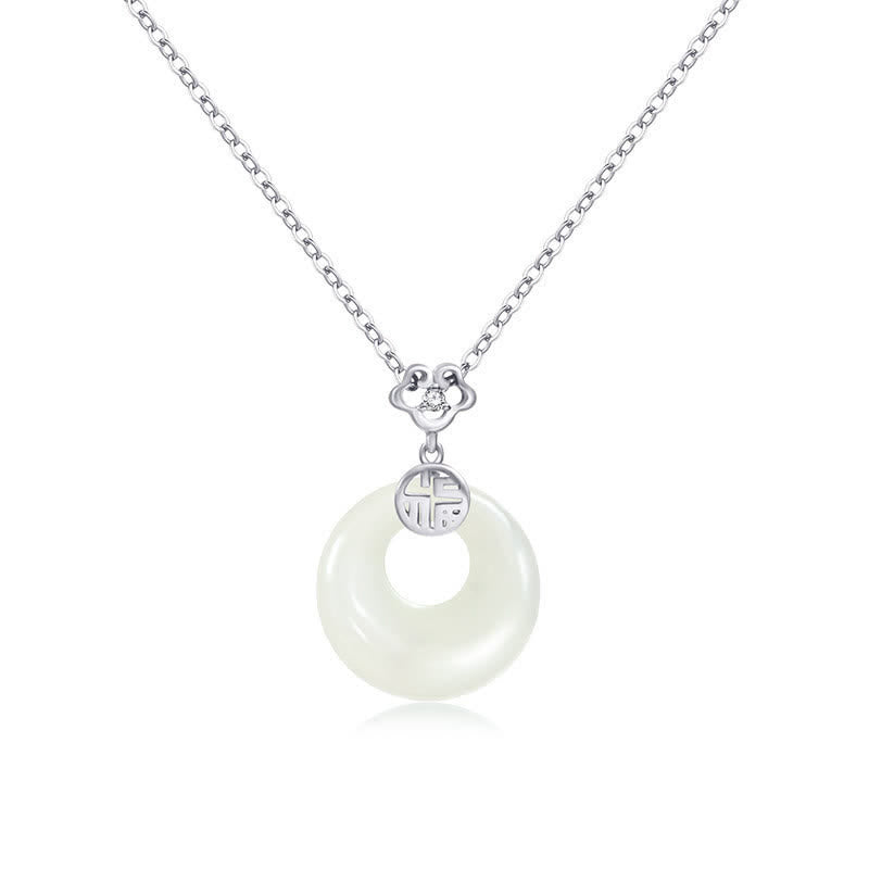 KarmaRipple's Ivory Jade Peace Buckle Blessings Fortune Pendant Necklace p8