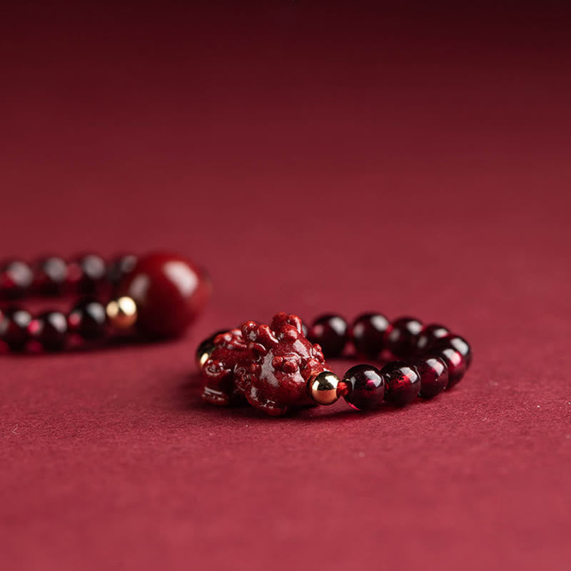 KarmaRipple's Garnet Cinnabar Fortunate Bead PiXiu Om Mani Padme Hum Rose Protection Ring p11