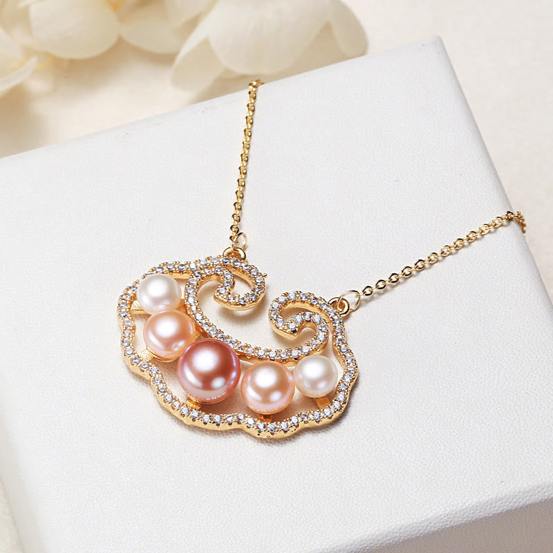 KarmaRipple's 18K Gold Plated Authentic Pearl Chinese Lock Talisman Sincerity Pendant Necklace p3