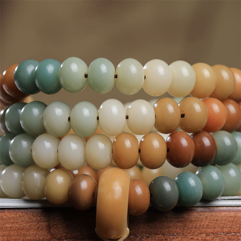 KarmaRipple's 108 Mala Beadwork Gradient Bodhi Seed Buddha Hand Engraved Peace Bracelet p3