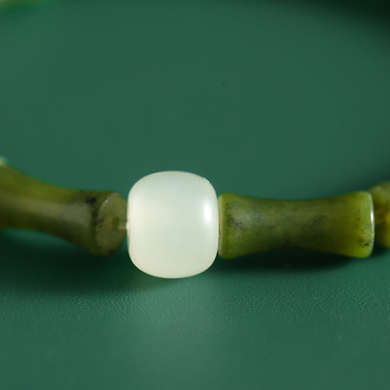 KarmaRipple's Green Bamboo Jade Pattern Fortune Abundance Bracelet p5