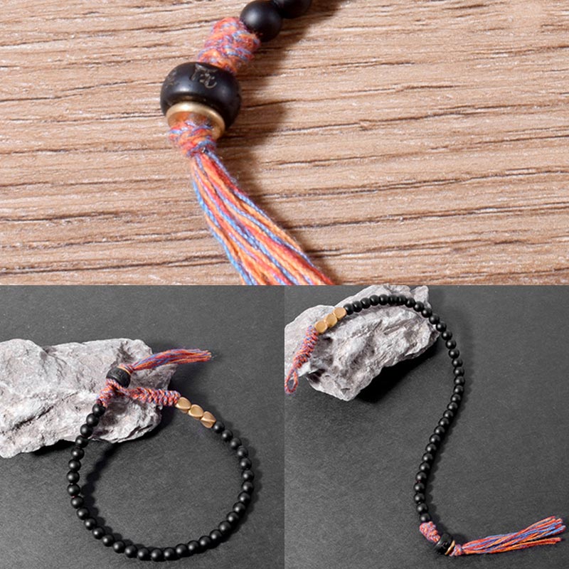 KarmaRipple's Handmade Tibetan Black Onyx Tassel Bracelet p7
