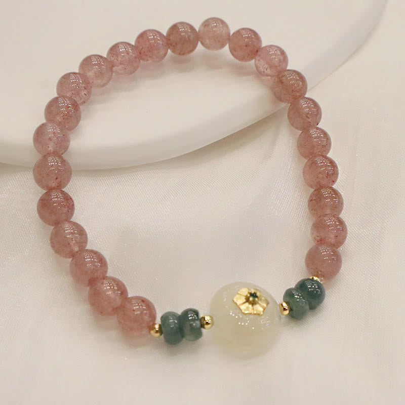 KarmaRipple's Authentic Strawberry Quartz Chalcedony Jade Balancing Bracelet p2
