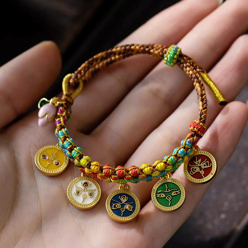 KarmaRipple's Tibetan Colorful Rope Five God Of Wealth Fortune Braid Bracelet p5
