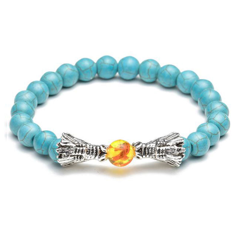 KarmaRipple's Ivory Turquoise Lava Rock Dragon Blessing Beaded Bracelet p25