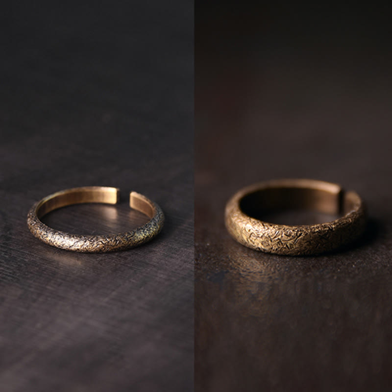 KarmaRipple's Tibetan Vintage Texture Design Bronze Fortune Pair Ring p13