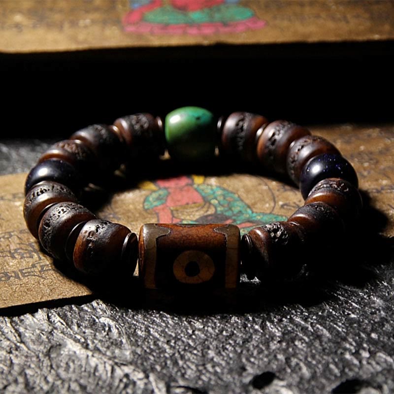 KarmaRipple's Tibetan Yak Bone Dzi Bead Turquoise Keep Away Evil Spirits Bracelet p5