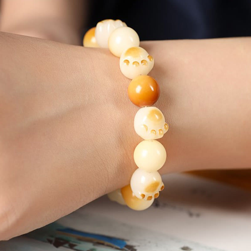 KarmaRipple's Authentic Bodhi Seed Sandalwood Fortunate Cute Cat Head Paw Claw Peace Bracelet p19